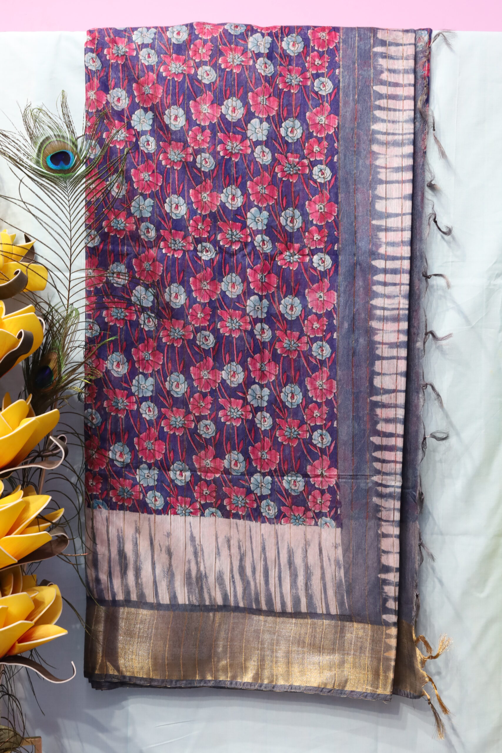 Cotta semi silk digital print saree